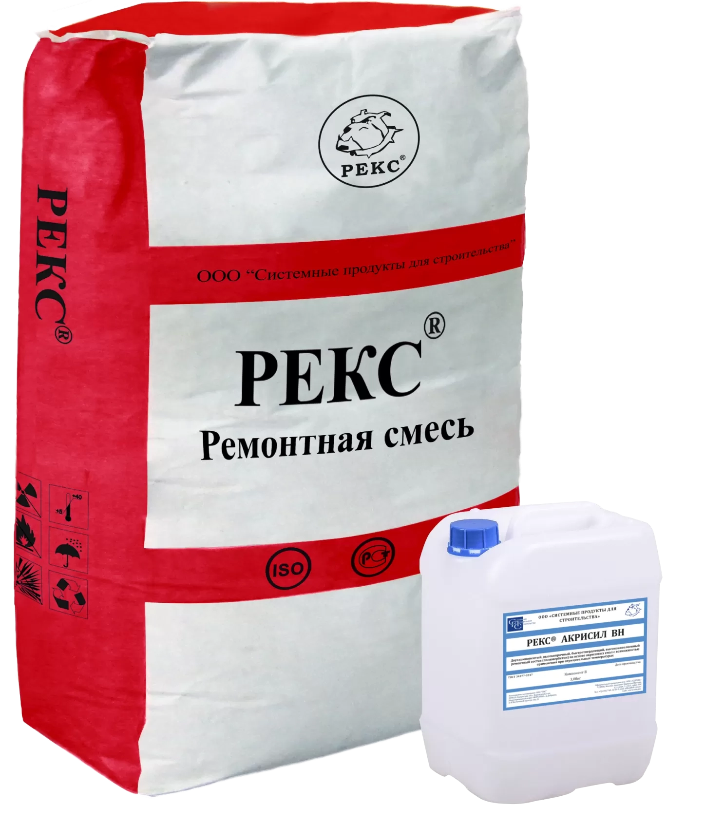 РЕКС® Акрисил ВН (Комплект 28,085 кг (мешок 25 кг и пластик. канистра 3,085 кг))